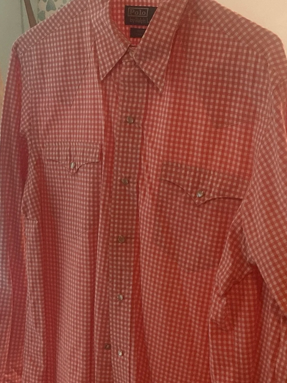 Polo by Ralph Lauren Orange and White Gingham Button-Down Shirt vintage